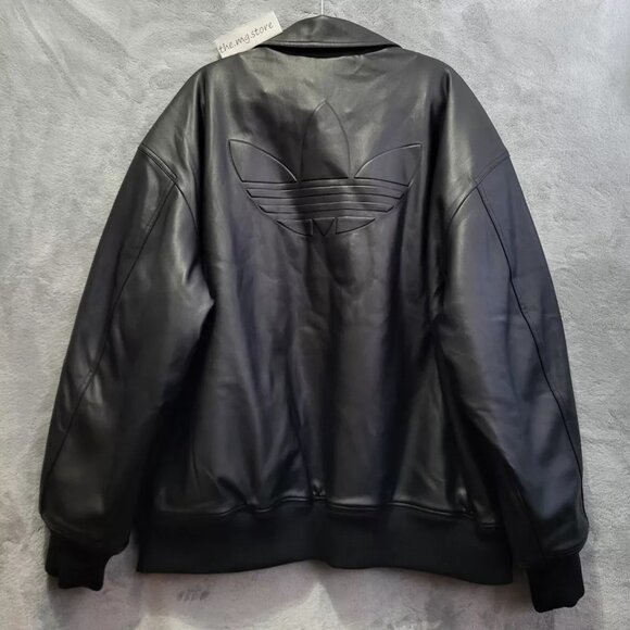NWT! Adidas Jacket Classic Street Embossed Black Jacket IP3281 Men's XXL - Picture 3 of 6